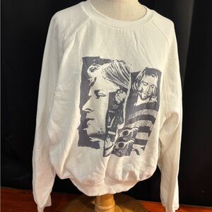 H&M White Graphic Crewneck Sweater‎